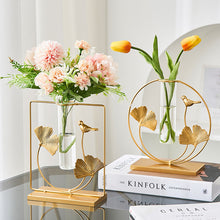 Load image into Gallery viewer, Golden Glass Tube Vase