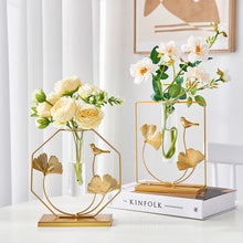 Load image into Gallery viewer, Golden Glass Tube Vase