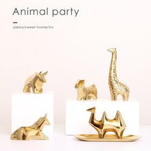 Load image into Gallery viewer, Golden Ceramic abstract Animal Figurines