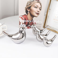 Load image into Gallery viewer, Silver Ceramic Bird Figurines