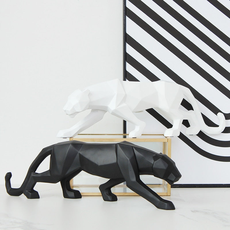 Geometric Black Panther Sculpture – Arte Attic
