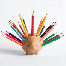 Load image into Gallery viewer, Wooden Hedgehog Pen Holder