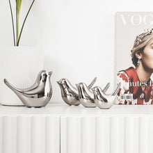 Load image into Gallery viewer, Silver Ceramic Bird Figurines