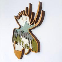 Load image into Gallery viewer, Wooden Deer and Elk Wall Decor