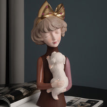 Load image into Gallery viewer, Puppy, Kitten & Girl Statues