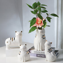 Load image into Gallery viewer, Ceramic Cat Vase Decor