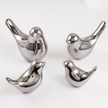Load image into Gallery viewer, Silver Ceramic Bird Figurines