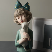 Load image into Gallery viewer, Puppy, Kitten & Girl Statues