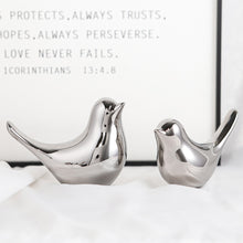 Load image into Gallery viewer, Silver Ceramic Bird Figurines