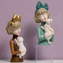 Load image into Gallery viewer, Puppy, Kitten & Girl Statues