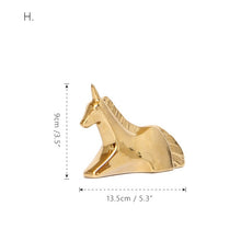 Load image into Gallery viewer, Golden Ceramic abstract Animal Figurines