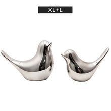 Load image into Gallery viewer, Silver Ceramic Bird Figurines