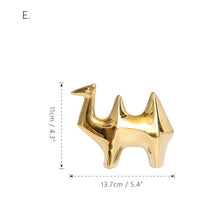 Load image into Gallery viewer, Golden Ceramic abstract Animal Figurines