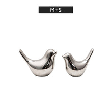 Load image into Gallery viewer, Silver Ceramic Bird Figurines