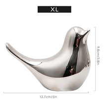 Load image into Gallery viewer, Silver Ceramic Bird Figurines