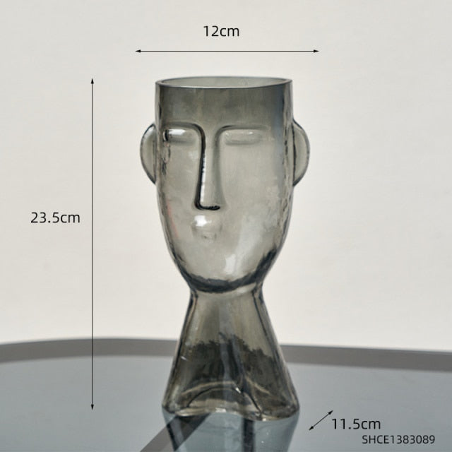 Transparent Face Glass Vase