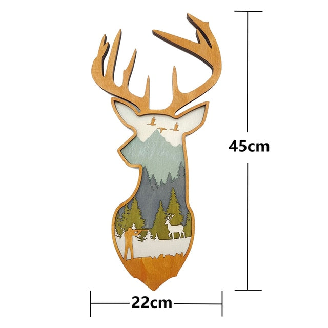 Wooden Deer and Elk Wall Decor