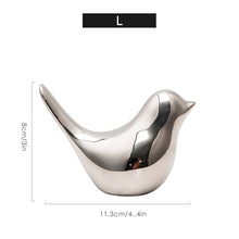 Load image into Gallery viewer, Silver Ceramic Bird Figurines