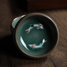 Load image into Gallery viewer, Celadon Koi Fish Tea Cup