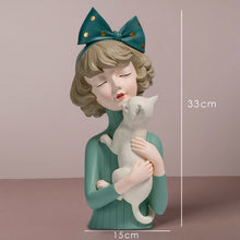 Load image into Gallery viewer, Puppy, Kitten & Girl Statues