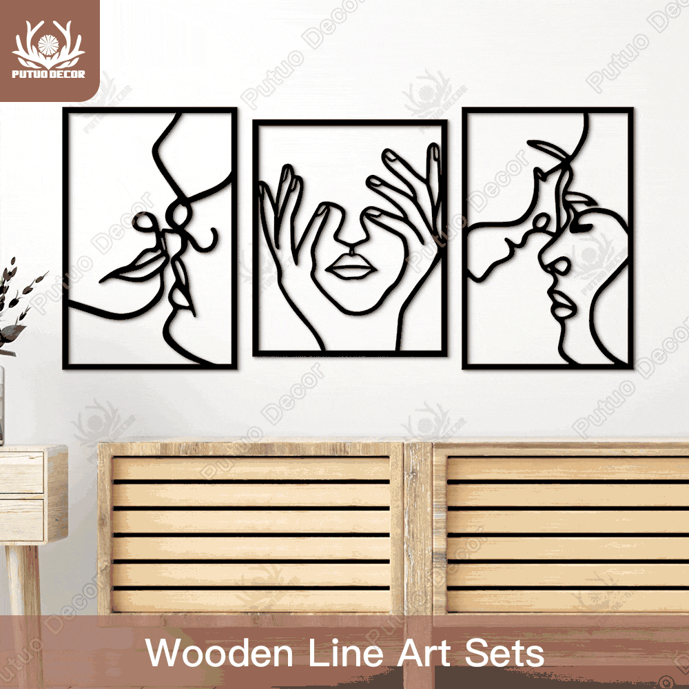 Black Wall Decor Bedroom | Silhouette Wall Painting | Black Wooden Wall Decor - Decor