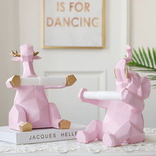 Load image into Gallery viewer, Geometric Elephant/Deer Toilet Roll Holder
