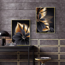 Load image into Gallery viewer, Black and Gold Tropical Leaf
