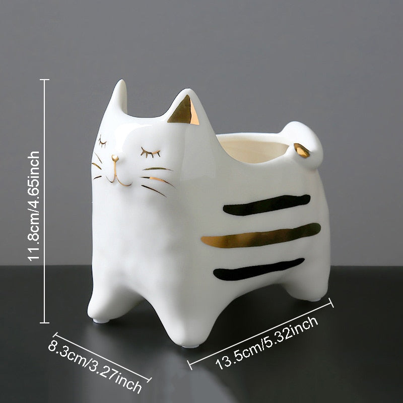 Ceramic Cat Vase Decor
