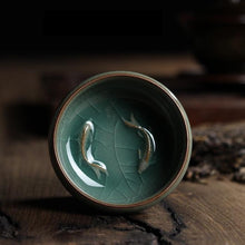 Load image into Gallery viewer, Celadon Koi Fish Tea Cup

