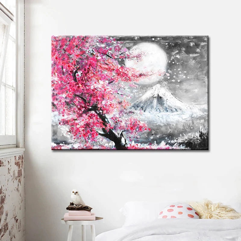 Japanese Style Landscape Wall Art Canvas Painting Watercolor