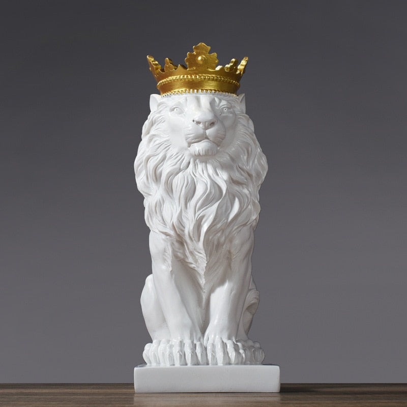 Golden Crowned Lion Sculpture
