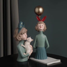 Load image into Gallery viewer, Puppy, Kitten &amp; Girl Statues
