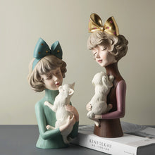 Load image into Gallery viewer, Puppy, Kitten &amp; Girl Statues
