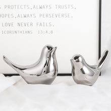 Load image into Gallery viewer, Silver Ceramic Bird Figurines
