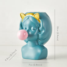 Load image into Gallery viewer, Cute Girl Chewing Bubble Gum Vase

