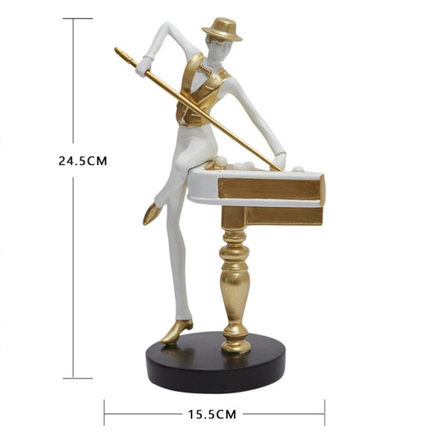 Abstract Golden Snooker Player Figurines