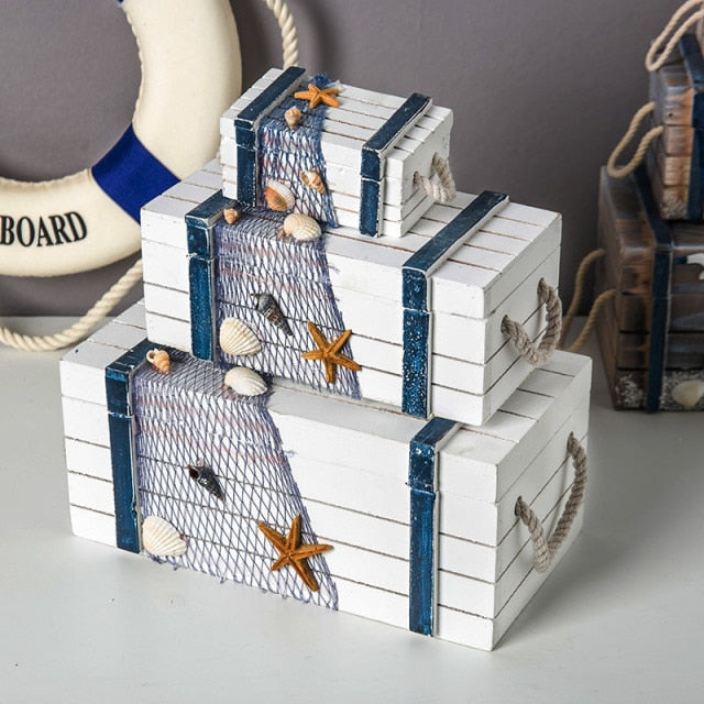 Mediterranean Wooden Storage Box Arte Attic