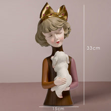 Load image into Gallery viewer, Puppy, Kitten &amp; Girl Statues
