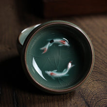 Load image into Gallery viewer, Celadon Koi Fish Tea Cup
