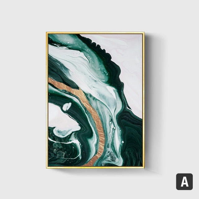 Abstract Green & Golden Foil