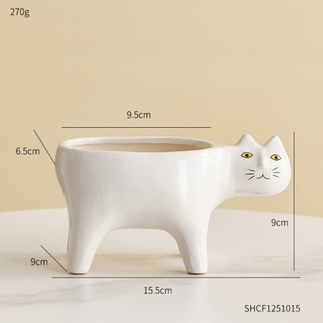 Ceramic Abstract Cat Planter