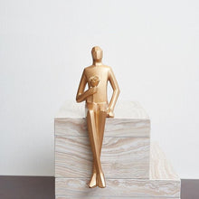 Load image into Gallery viewer, Golden Geometric Sitting Statue
