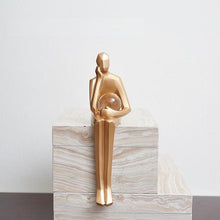 Load image into Gallery viewer, Golden Geometric Sitting Statue
