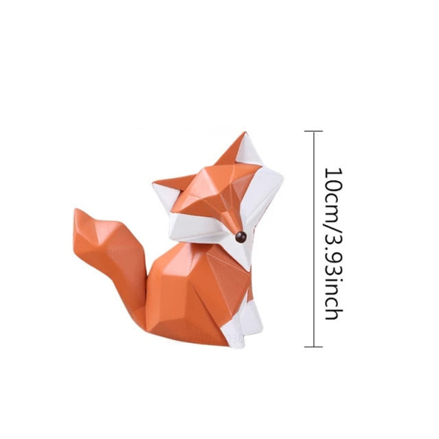 Geometric Orange Fox Figurine